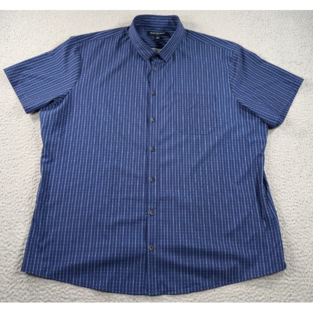 Mizzen Main Leeward Men Shirt 2XL Classic Navy Arrow Stripe Short Sleeve Stretch